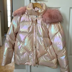 Pink puffer coat